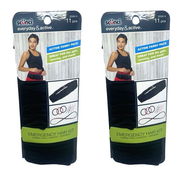 SCUNCI Everyday & Active 11 Pcs Fanny Pack Emergency Hair Kit - 2 Kits - Picture 1 of 3